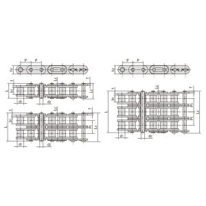Łańcuch rolkowy serii B z prostymi płytkami bocznymi
